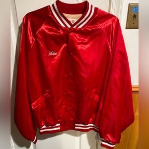 VINTAGE BOMBER JACKET BUTTON UP KING LOUIE PRO FIT RED MIKE SIZE MENS XL